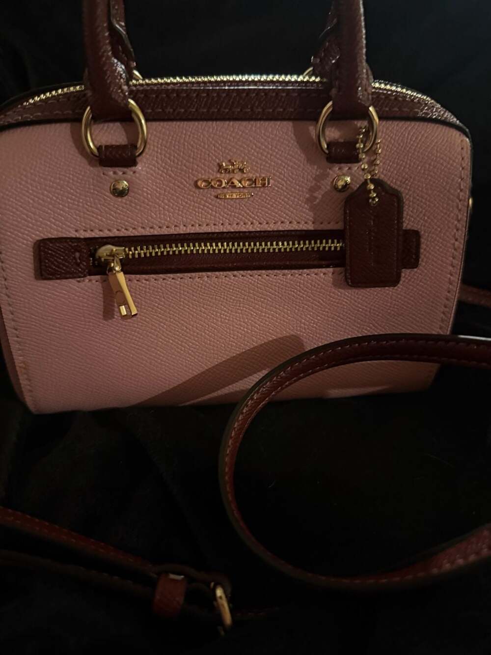 Coach Pink and Brown Leather Satchel